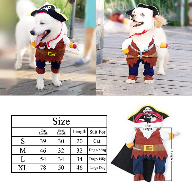 Funny Pet Clothes Cosplay Pirate Dog Cat Halloween