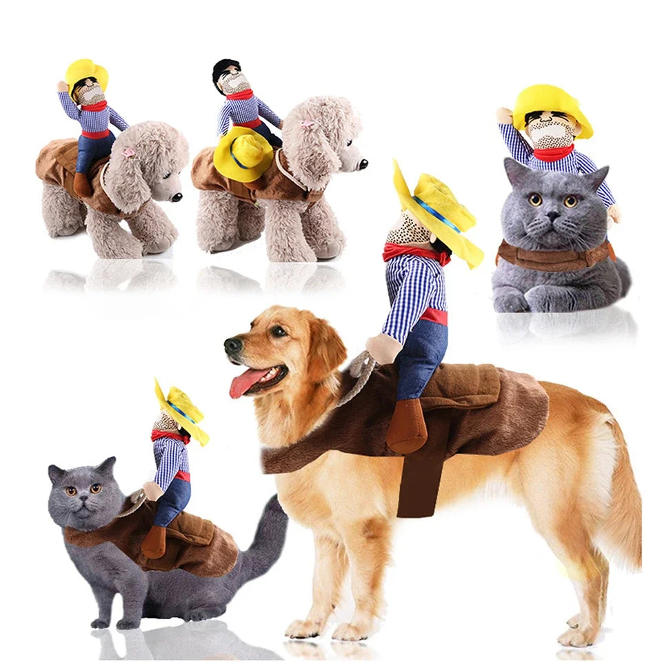 Halloween Funny Cowboy Dressing Up Jacket for Small Large Dogs